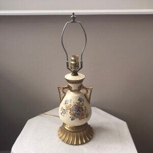 Vintage Mid Century 24K Gold Hand Painted Porcelain Ceramic Lamp